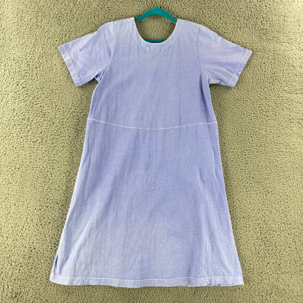 Fresh Produce T Shirt Dress Womens M Blue Floral Embroidered Pocket Cotton Knit - Picture 11 of 15